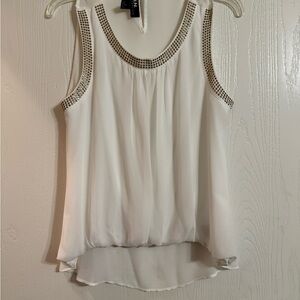 I.N. San Francisco White Studded Sleeveless Blouse